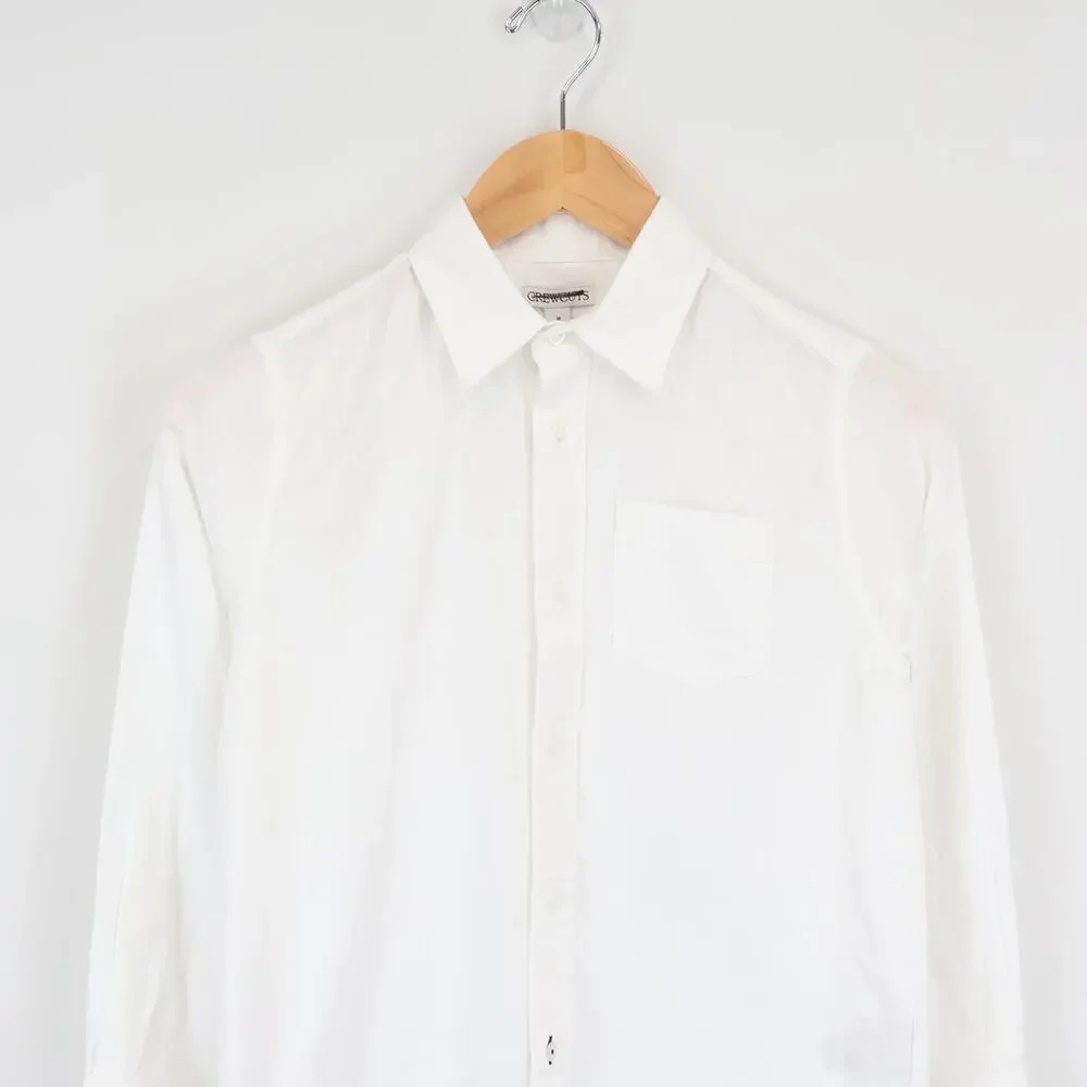 NWT J.Crew Crewcuts Kids' Button-Down Linen-Blend Shirt White Unisex Size 10
